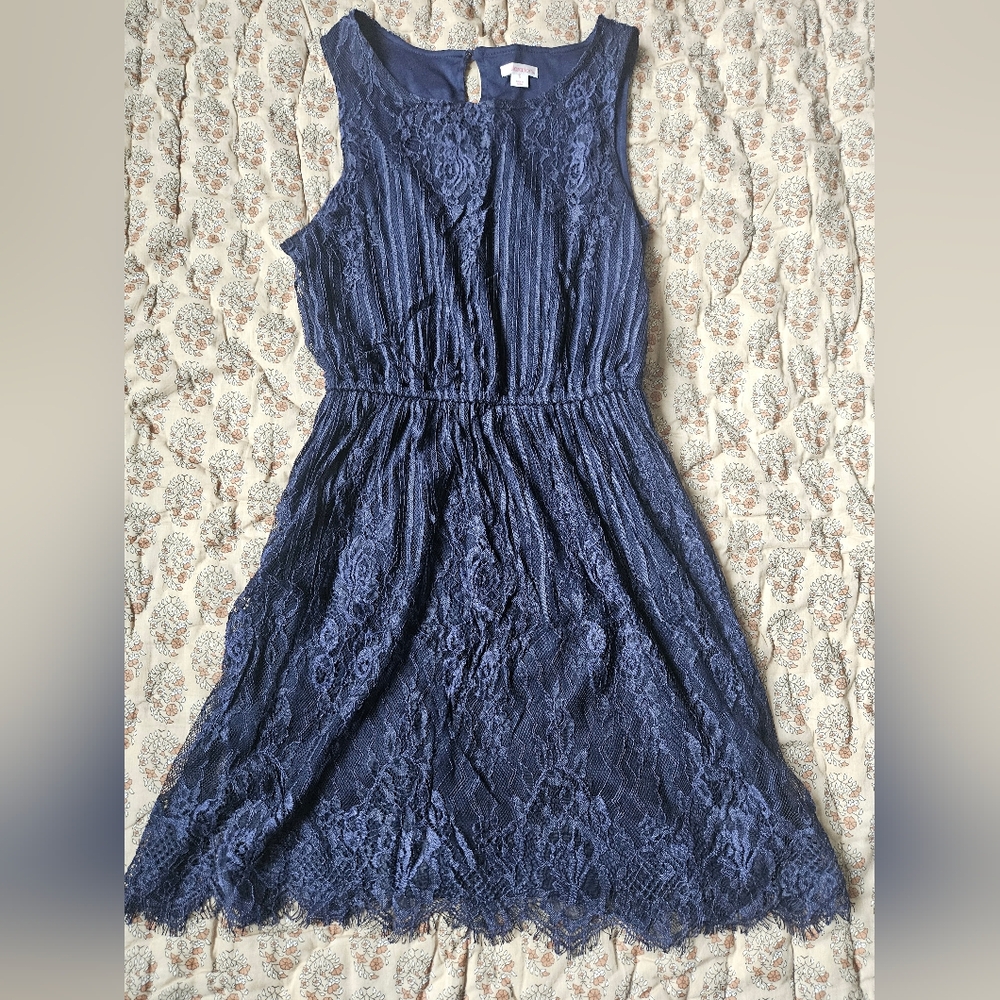 Elegant Blue Lace Dress